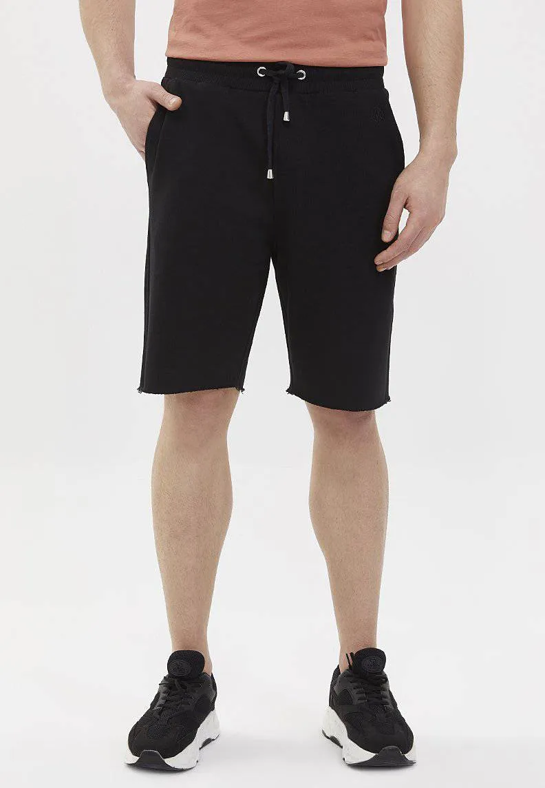Siyah Basic Pamuklu Slim Fit Erkek Şort ESSENTIALS