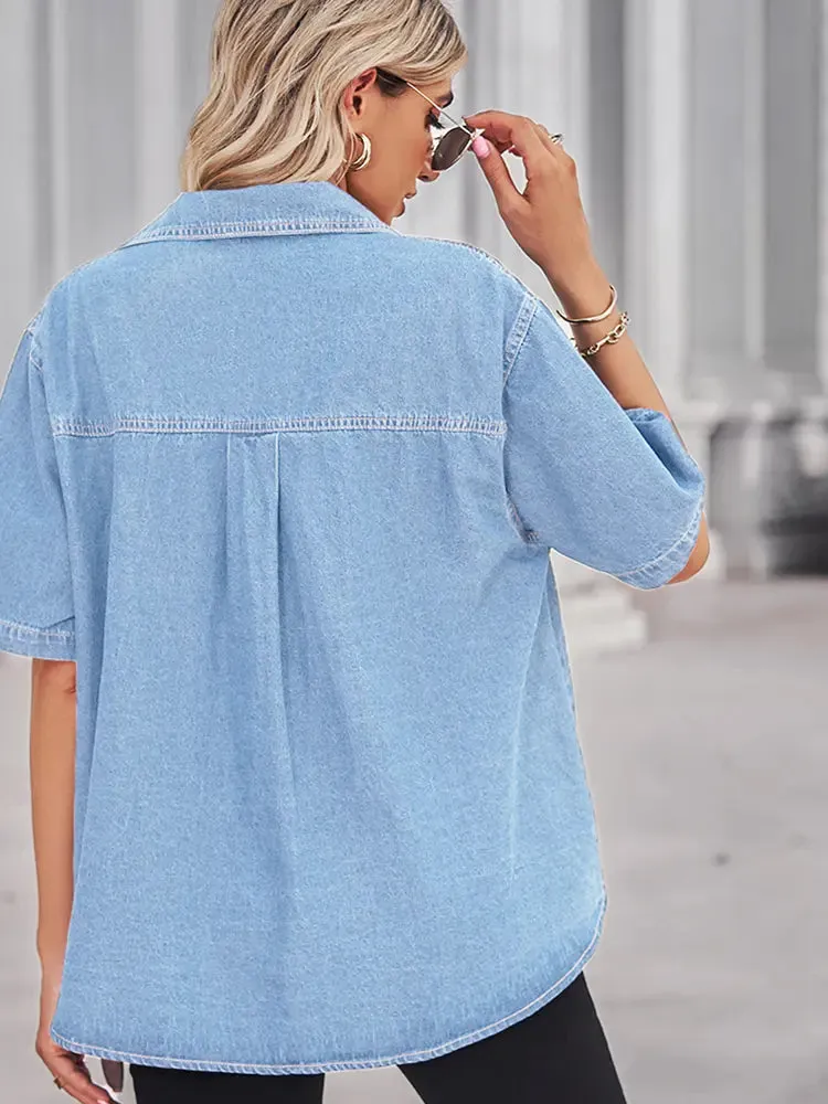 Soft Washed Denim Cardigan