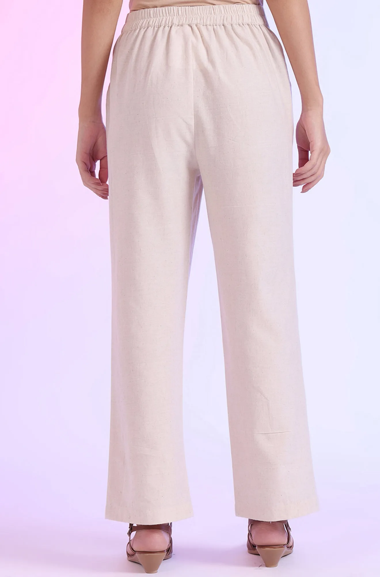 Solid Cotton Blend Palazzos