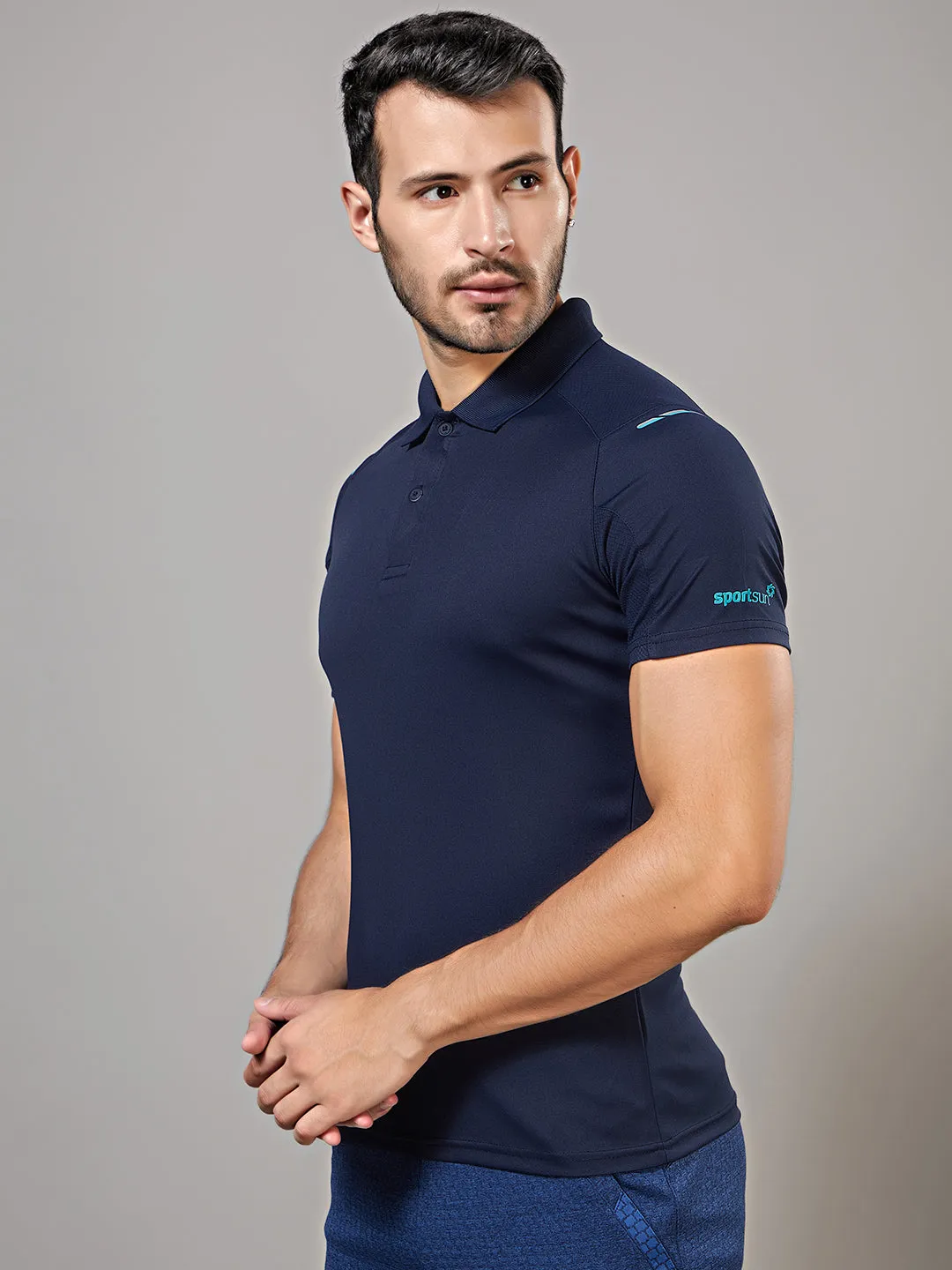 Sport Sun Dry fit Polo Navy Blue T Shirt