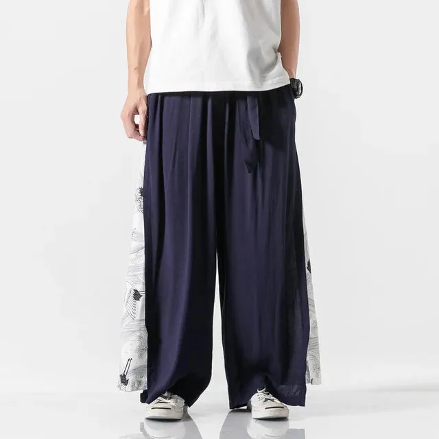 StyleMasters Vintage Baumwoll-Leinen Hose mit weitem Bein
