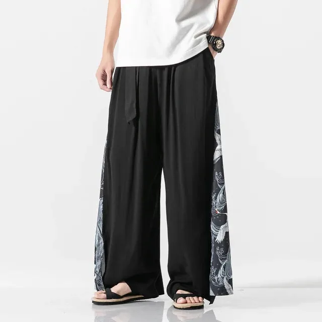 StyleMasters Vintage Baumwoll-Leinen Hose mit weitem Bein