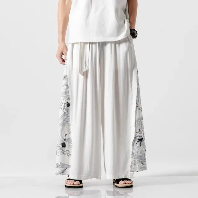 StyleMasters Vintage Baumwoll-Leinen Hose mit weitem Bein