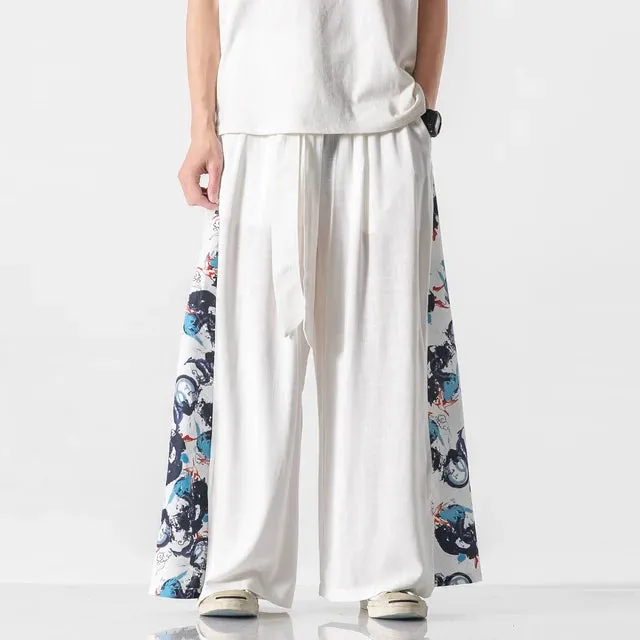 StyleMasters Vintage Baumwoll-Leinen Hose mit weitem Bein
