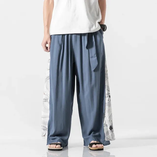 StyleMasters Vintage Baumwoll-Leinen Hose mit weitem Bein