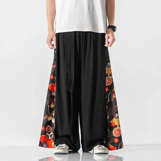 StyleMasters Vintage Baumwoll-Leinen Hose mit weitem Bein
