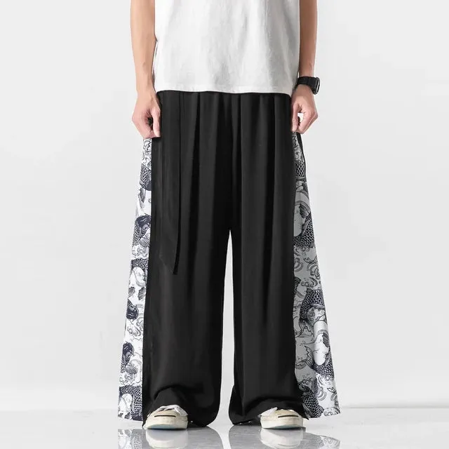 StyleMasters Vintage Baumwoll-Leinen Hose mit weitem Bein