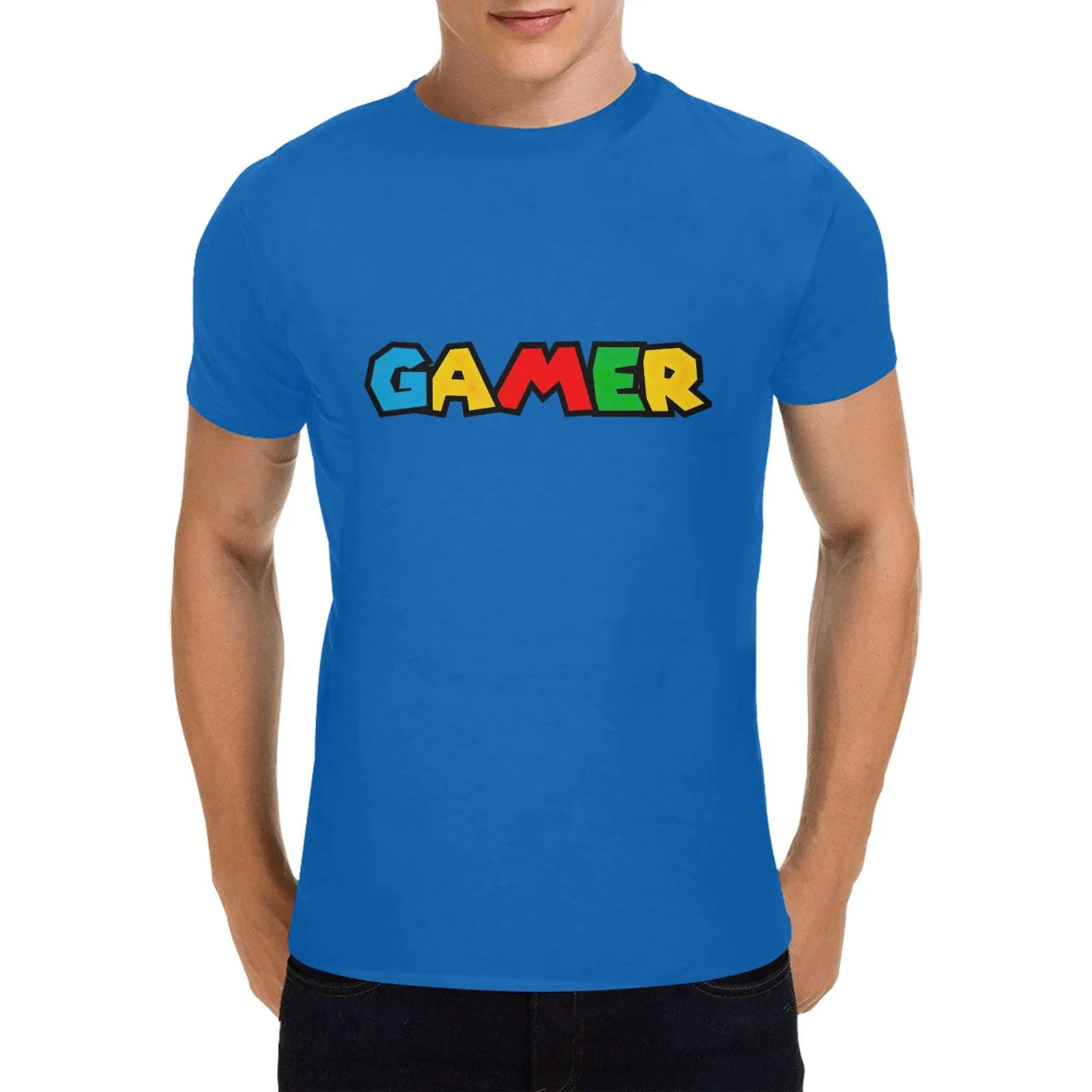 Super Mario Font "GAMER" Men's T-shirt 100% Cotton