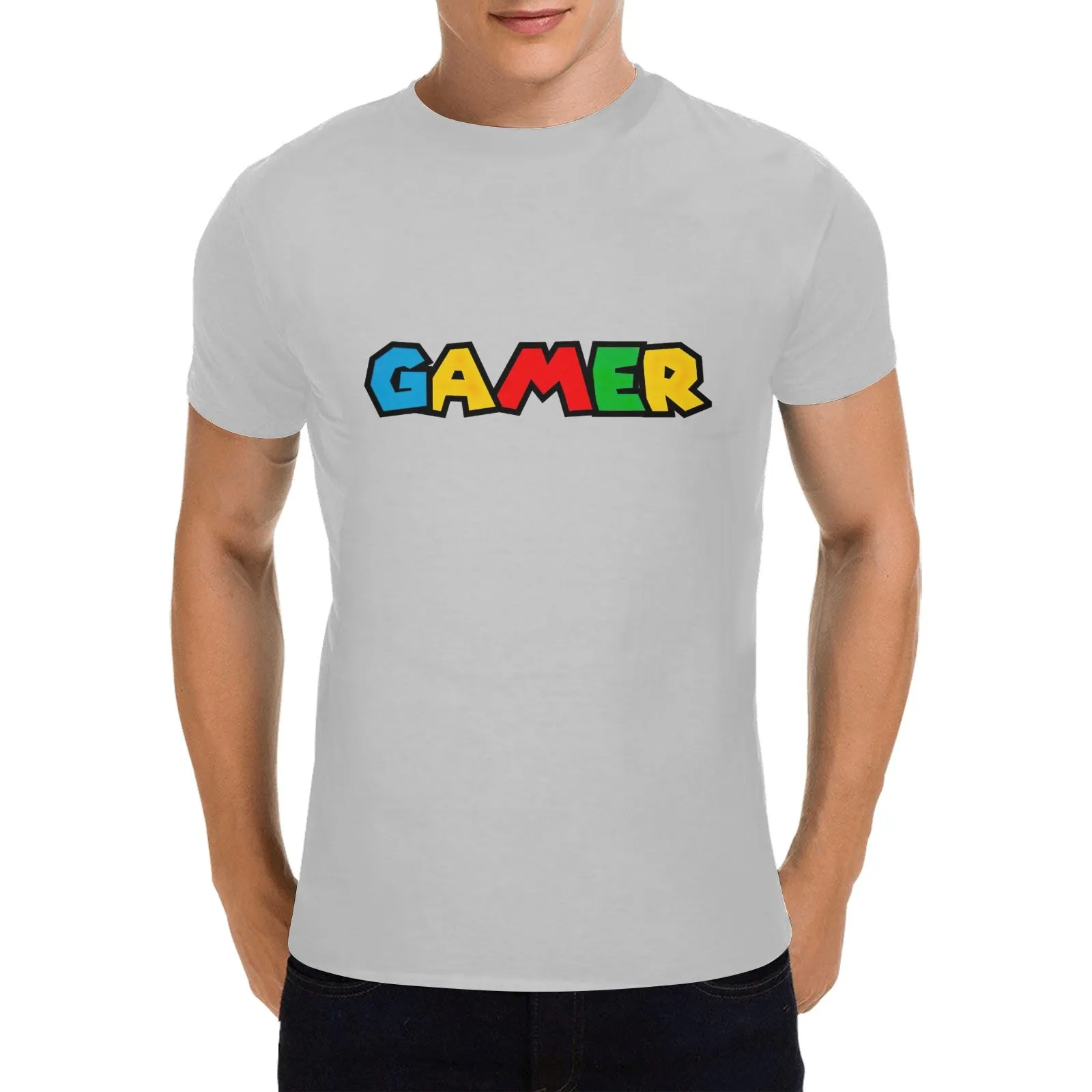 Super Mario Font "GAMER" Men's T-shirt 100% Cotton