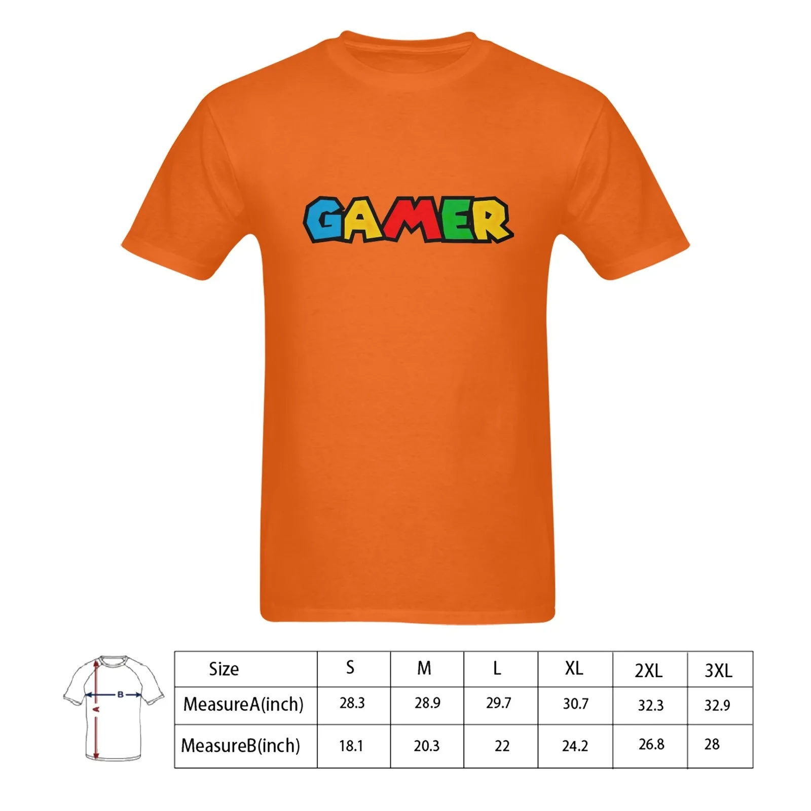 Super Mario Font "GAMER" Men's T-shirt 100% Cotton