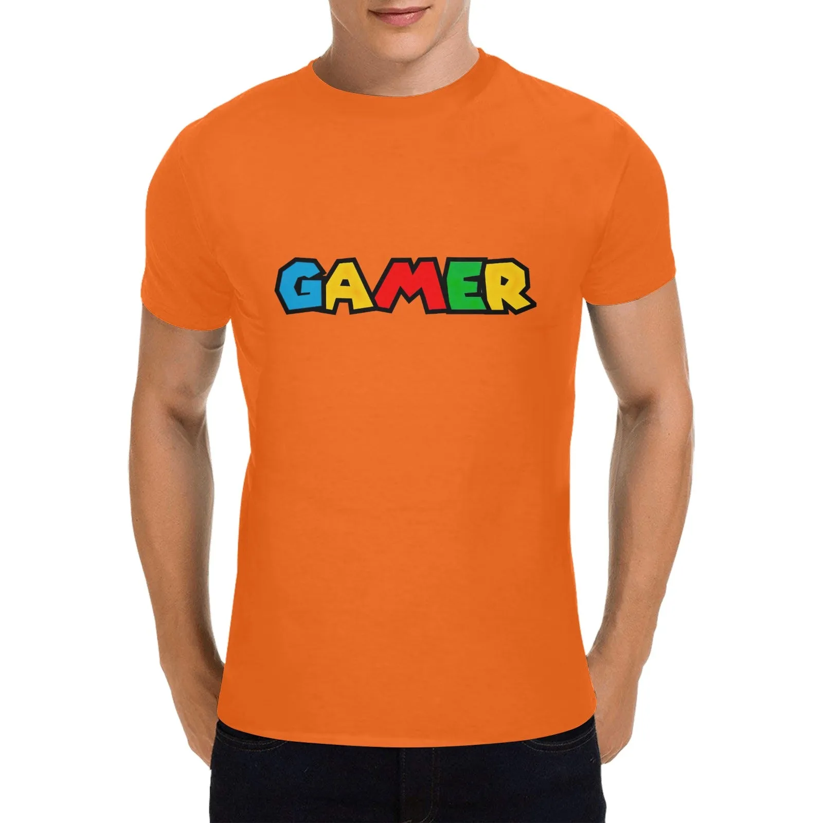 Super Mario Font "GAMER" Men's T-shirt 100% Cotton