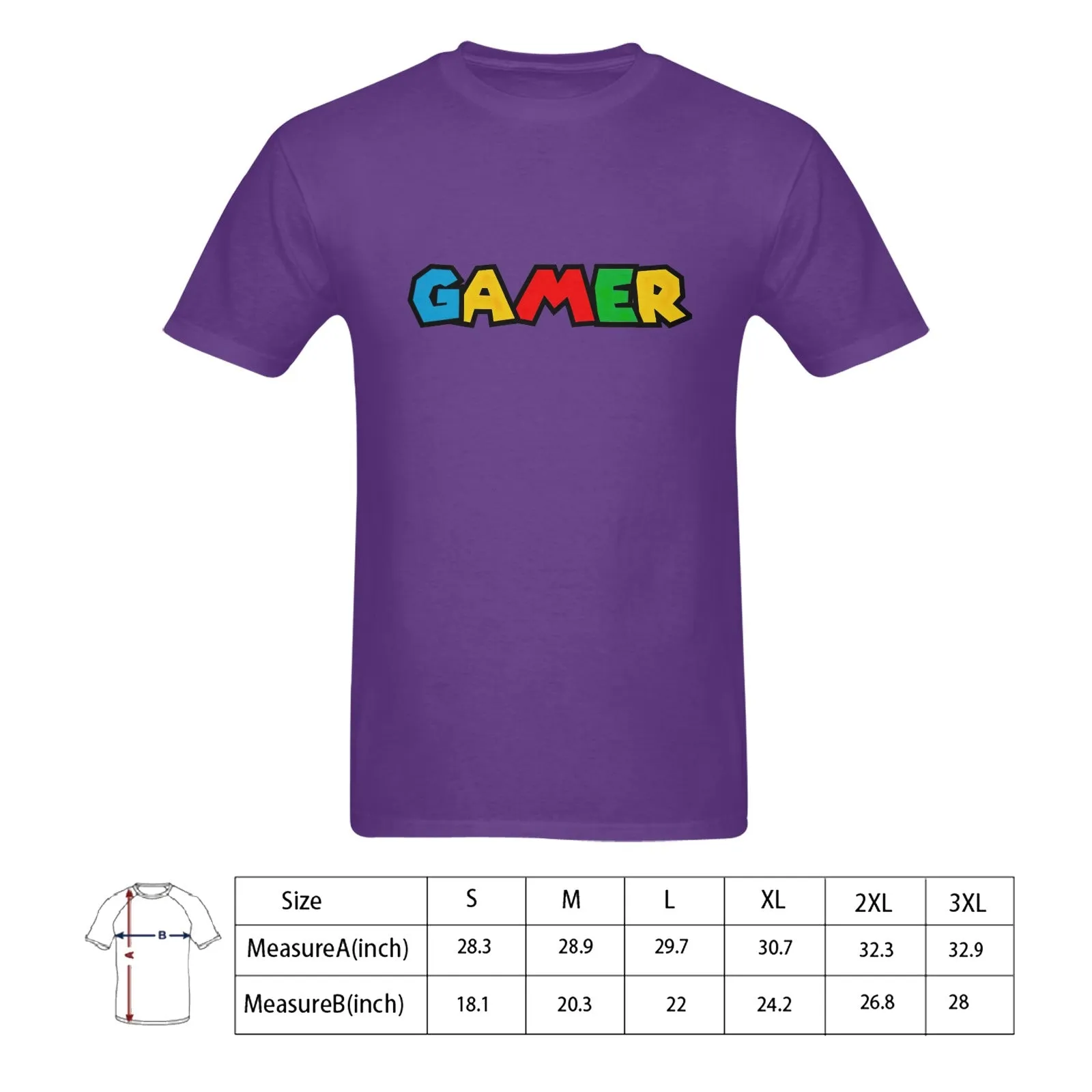 Super Mario Font "GAMER" Men's T-shirt 100% Cotton