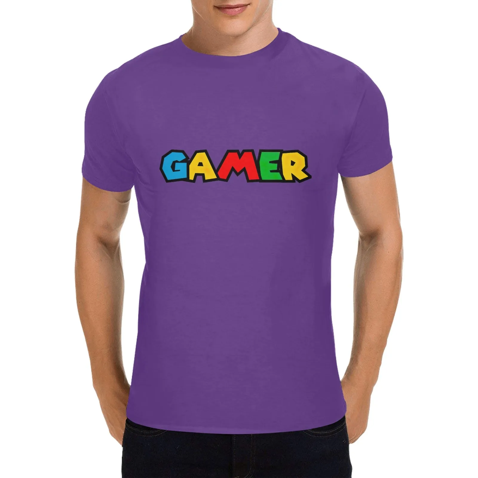 Super Mario Font "GAMER" Men's T-shirt 100% Cotton