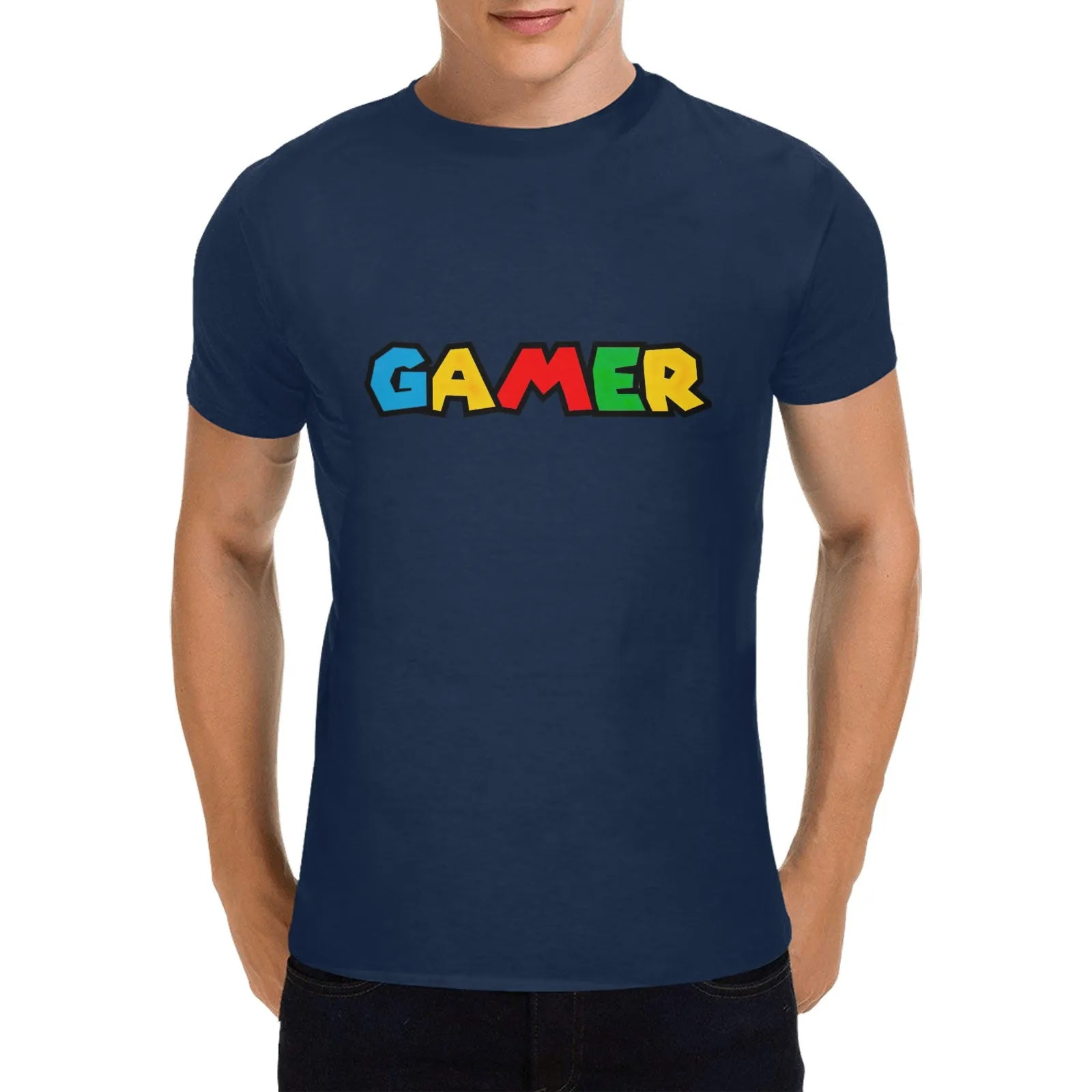 Super Mario Font "GAMER" Men's T-shirt 100% Cotton