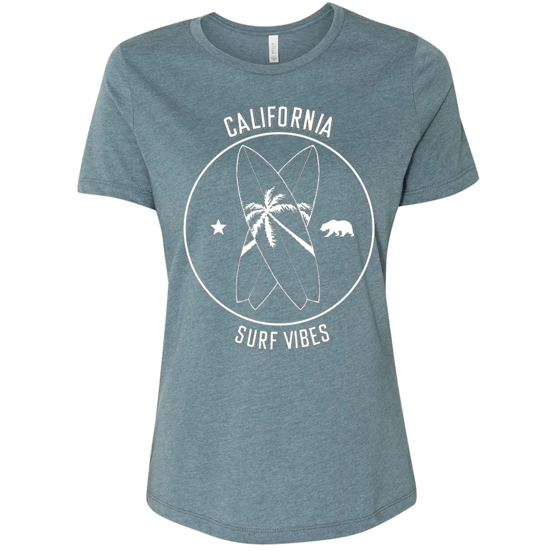 Surf Vibes White Print Women's Relaxed Jersey Tee