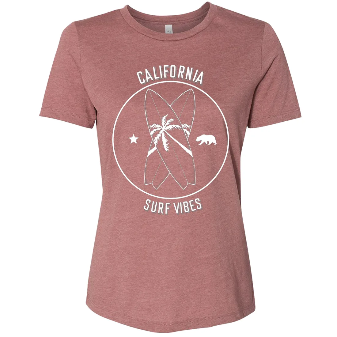 Surf Vibes White Print Women's Relaxed Jersey Tee