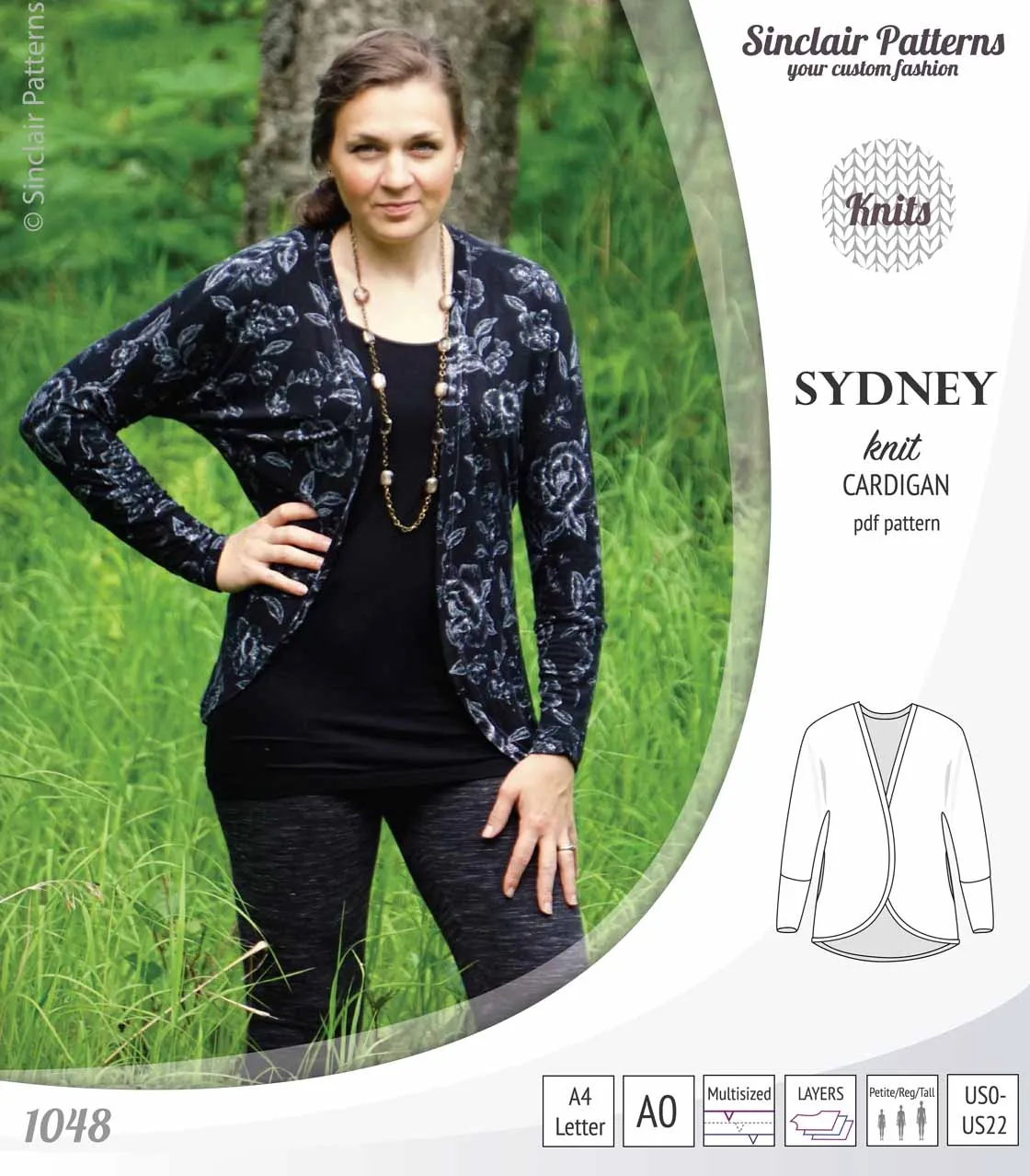 Sydney slim fit cocoon style knit cardigan(PDF)