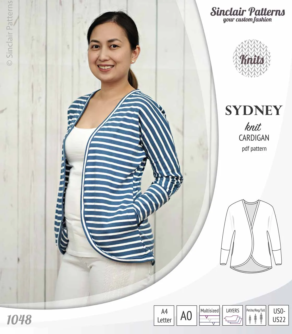 Sydney slim fit cocoon style knit cardigan(PDF)