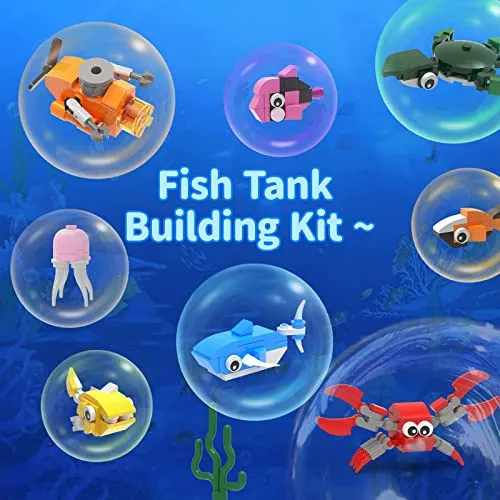 Tenhorses Fish Tank Building Block Set, Lighting Aquarium Sets Including Marine Life, a Submarine and a Treasure Chest, Building Block Toy for 6 , Gift for Sea Lovers.