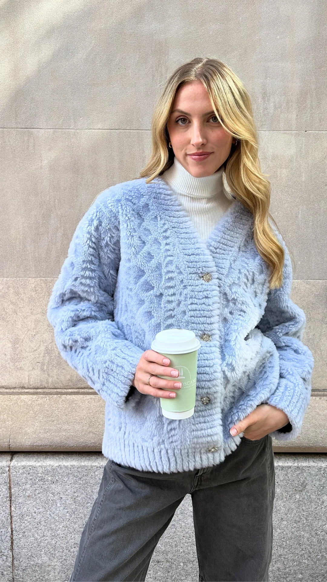 The Cortina Cardi Coat Light Blue