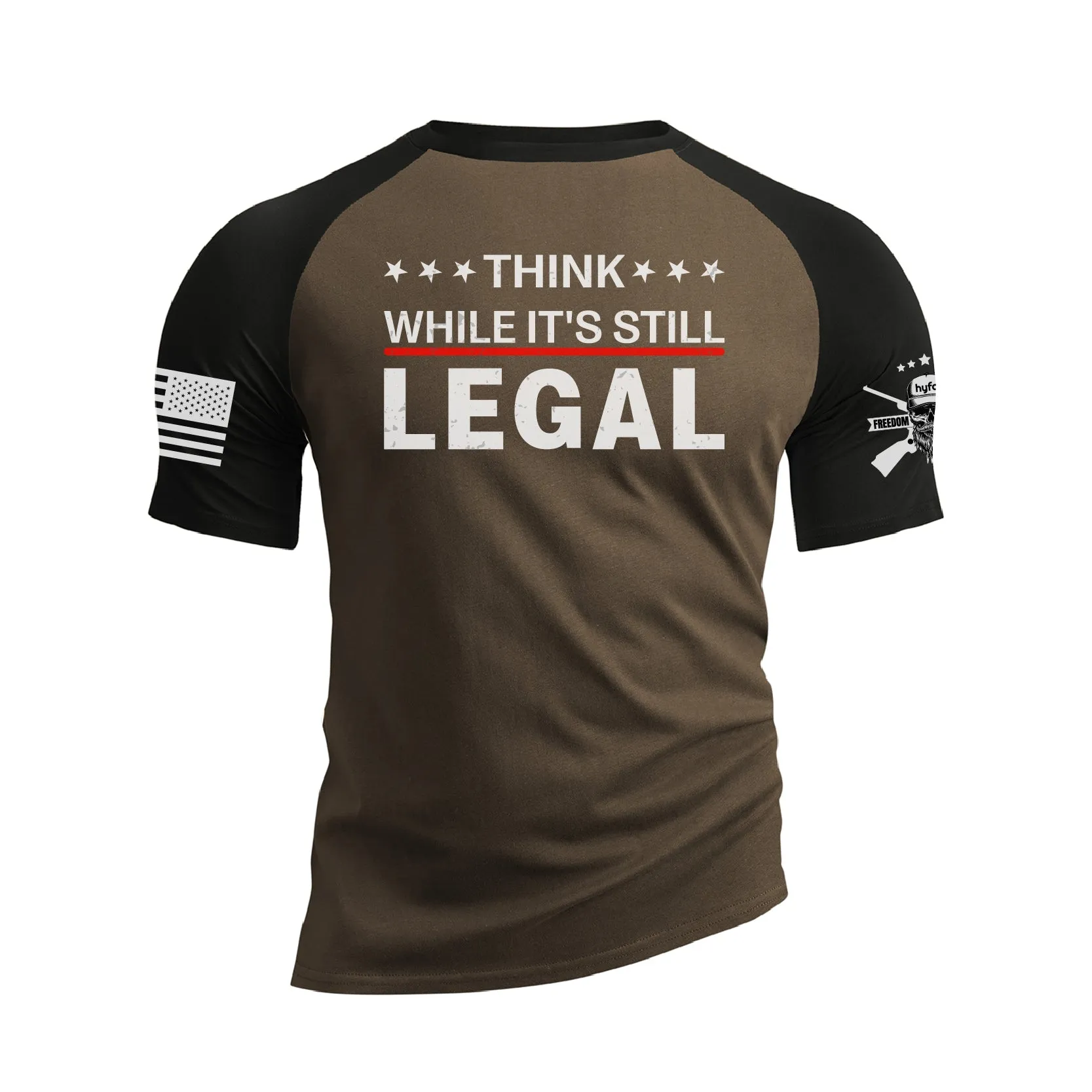 THINK WHILE IT'S STILL LEGAL RAGLAN GRAPHIC TEE