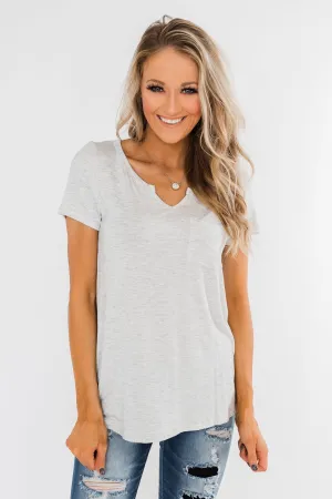 This is Me Notch Pocket Top- Light Heather Grey