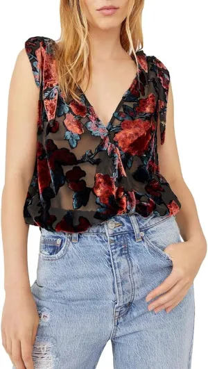Tied to You Chiffon Velvet Tank Dark Combo