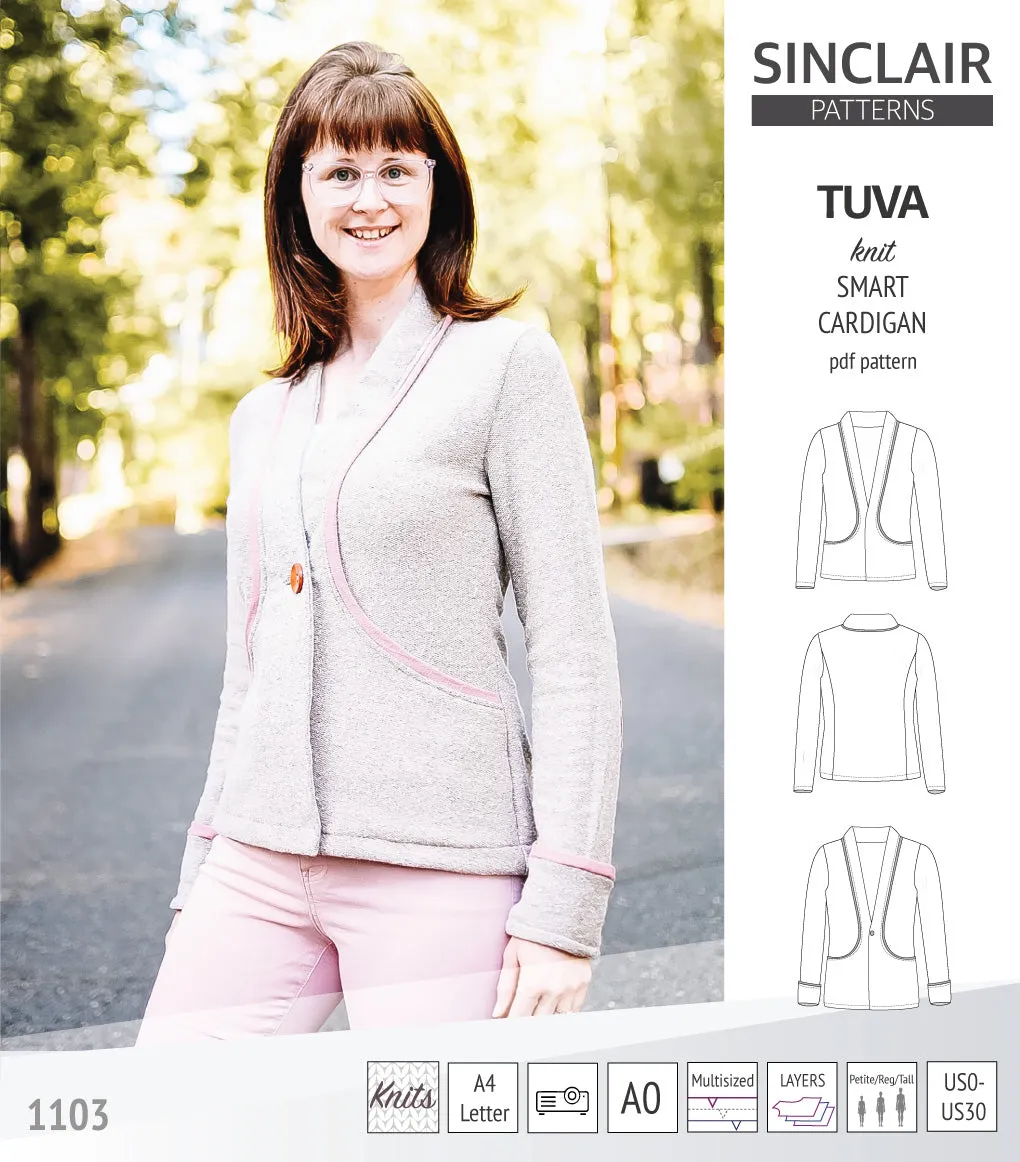 Tuva knit smart cardigan with pockets (PDF)