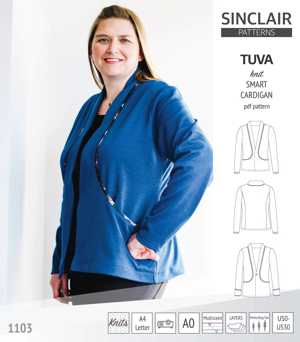 Tuva knit smart cardigan with pockets (PDF)