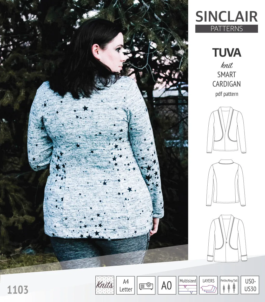 Tuva knit smart cardigan with pockets (PDF)