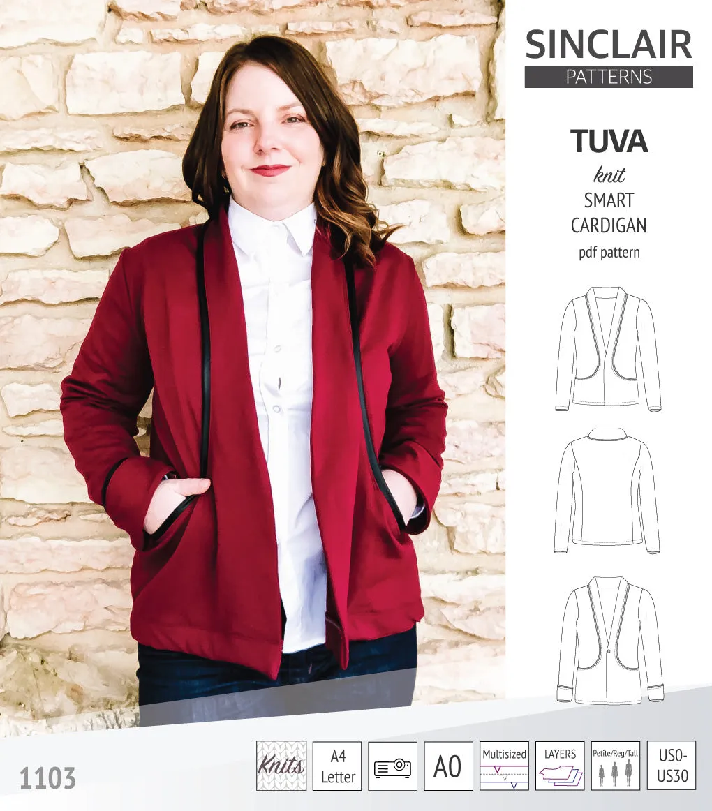 Tuva knit smart cardigan with pockets (PDF)