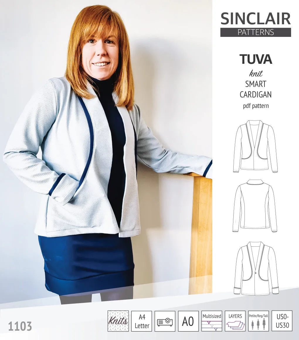 Tuva knit smart cardigan with pockets (PDF)