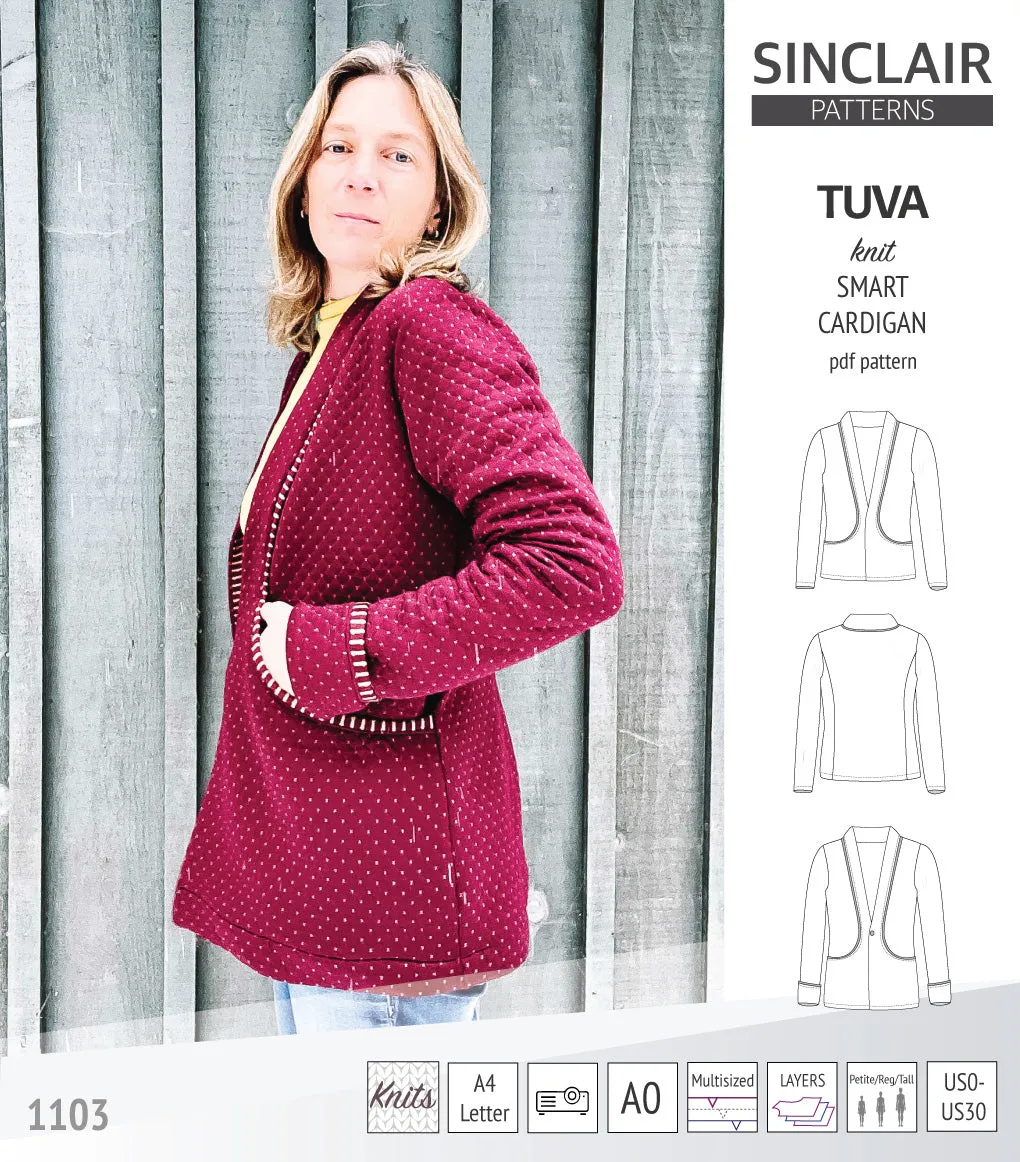 Tuva knit smart cardigan with pockets (PDF)