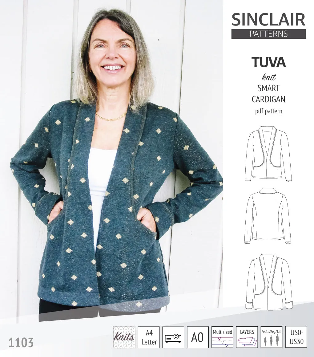 Tuva knit smart cardigan with pockets (PDF)