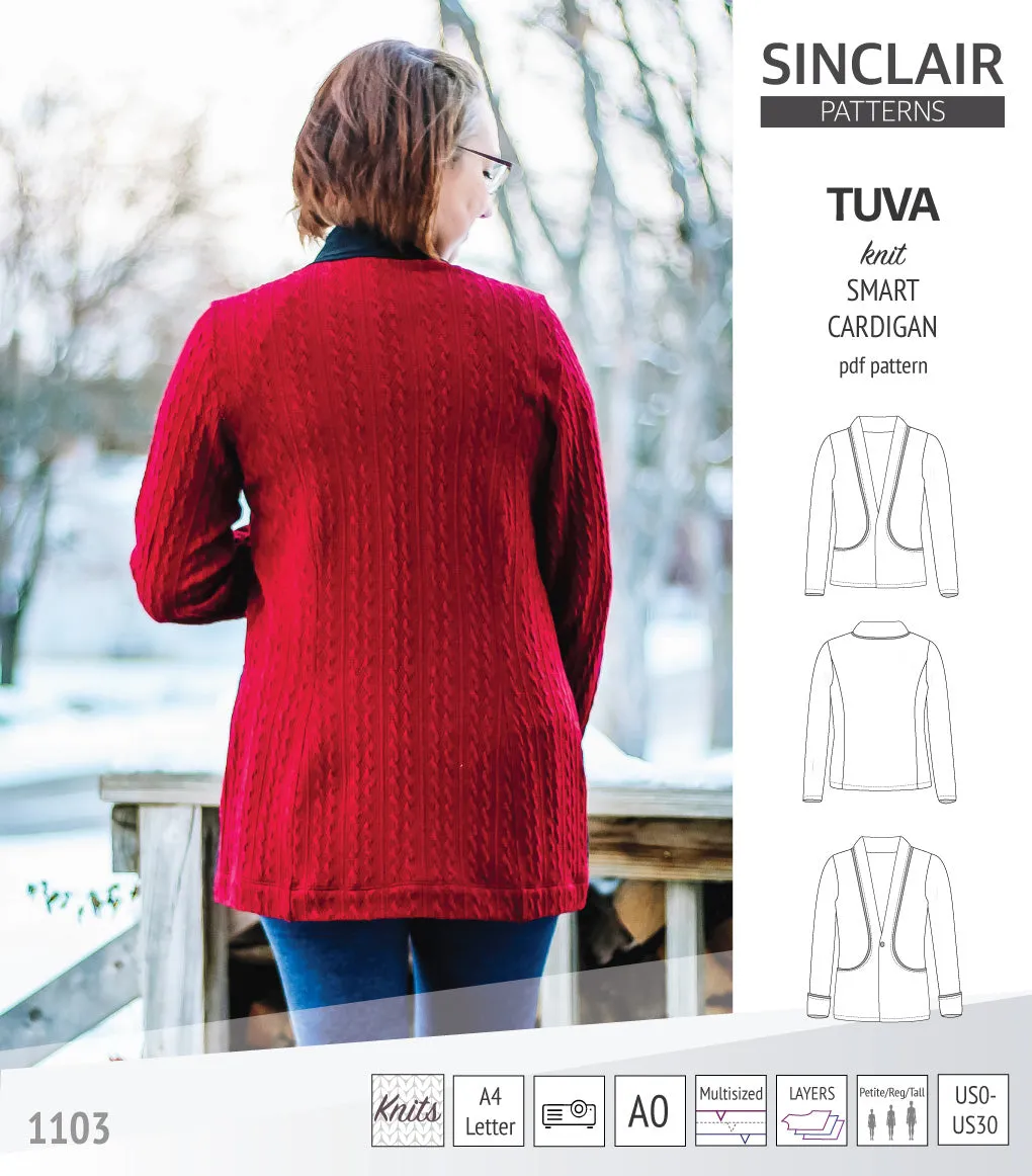 Tuva knit smart cardigan with pockets (PDF)