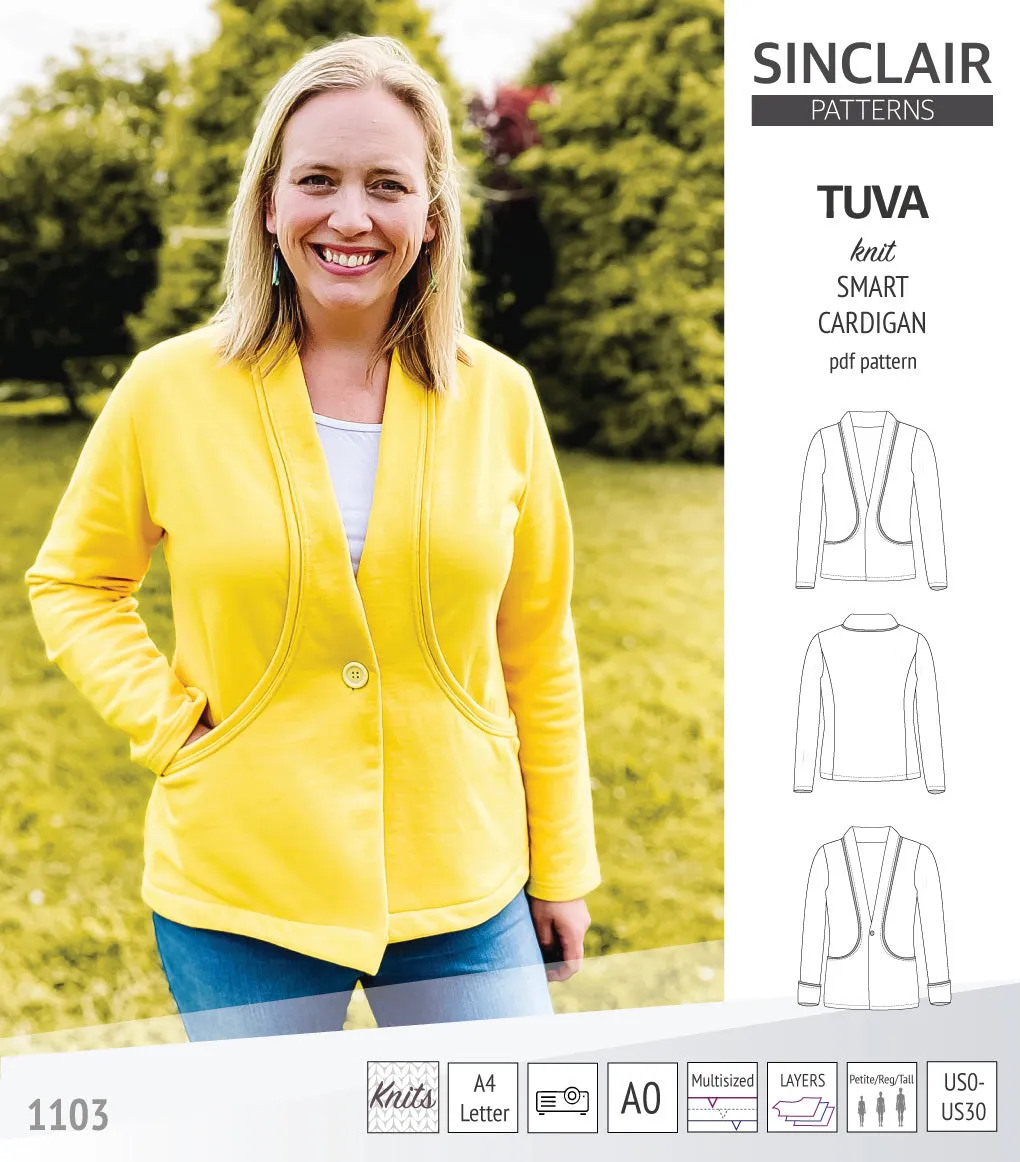 Tuva knit smart cardigan with pockets (PDF)