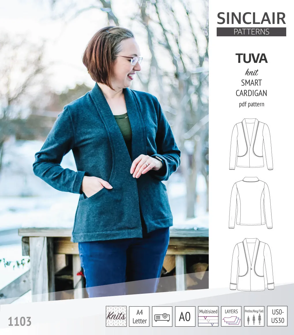 Tuva knit smart cardigan with pockets (PDF)