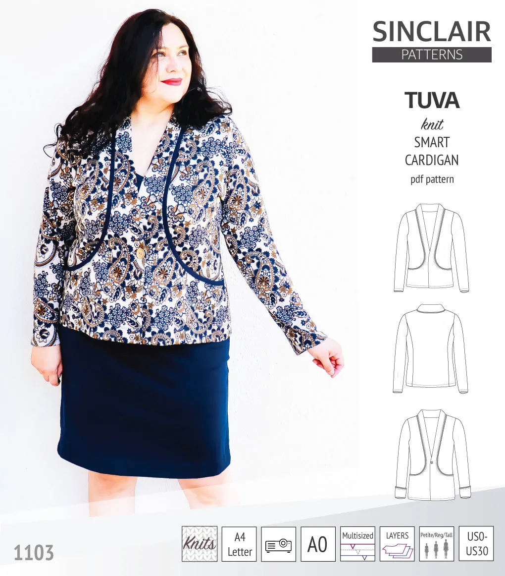 Tuva knit smart cardigan with pockets (PDF)