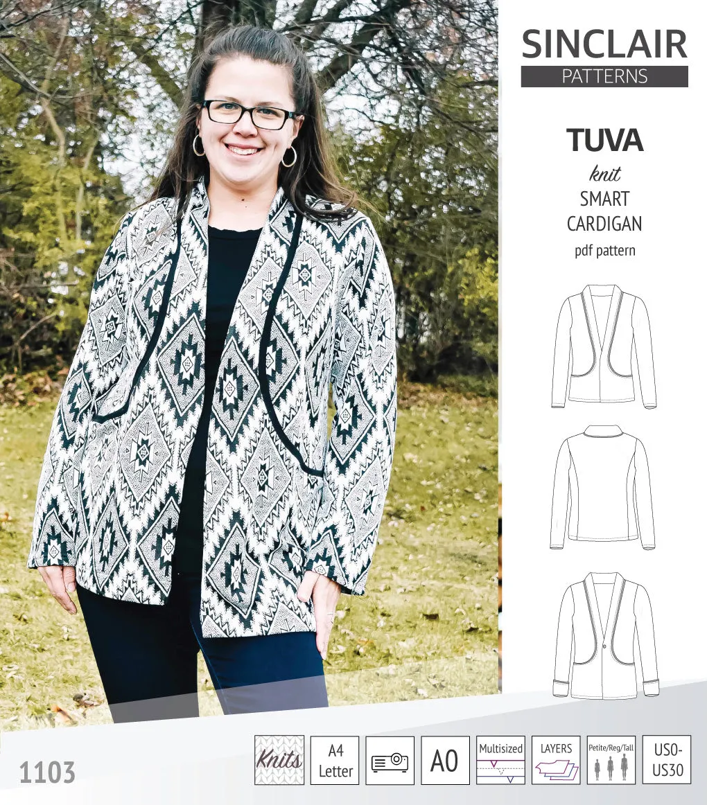 Tuva knit smart cardigan with pockets (PDF)