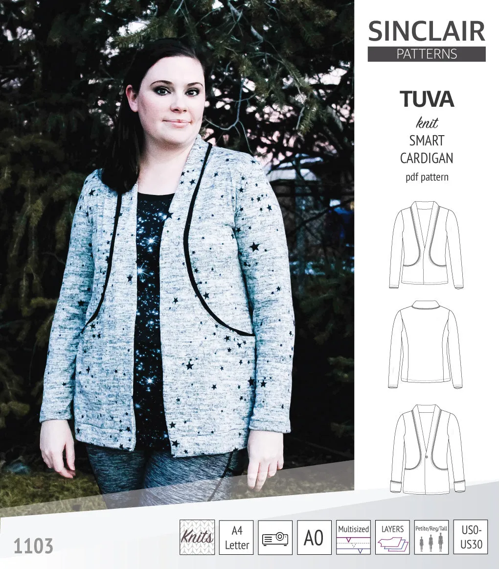 Tuva knit smart cardigan with pockets (PDF)