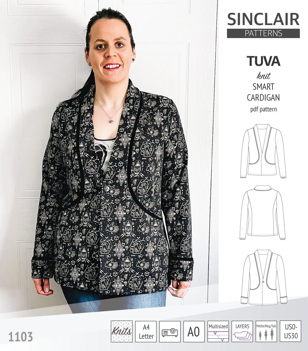 Tuva knit smart cardigan with pockets (PDF)