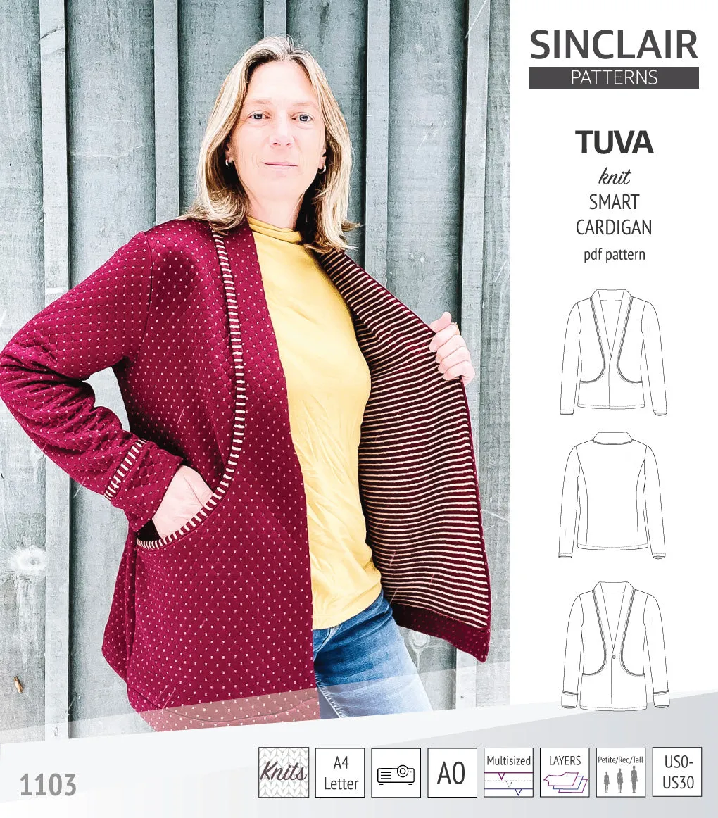 Tuva knit smart cardigan with pockets (PDF)