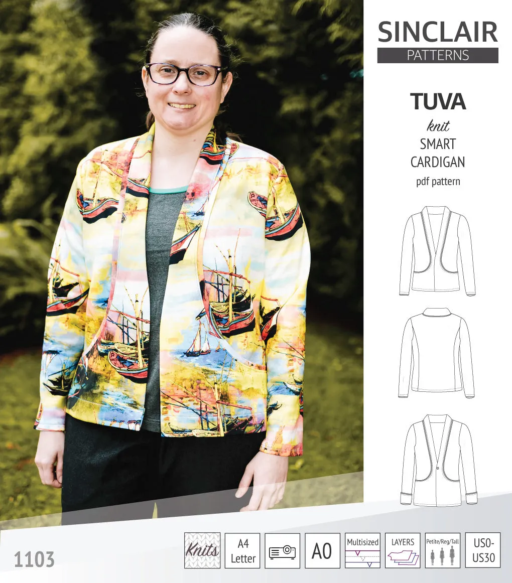 Tuva knit smart cardigan with pockets (PDF)