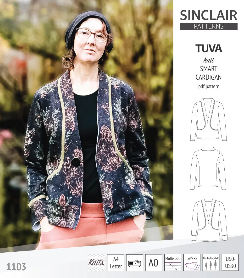 Tuva knit smart cardigan with pockets (PDF)