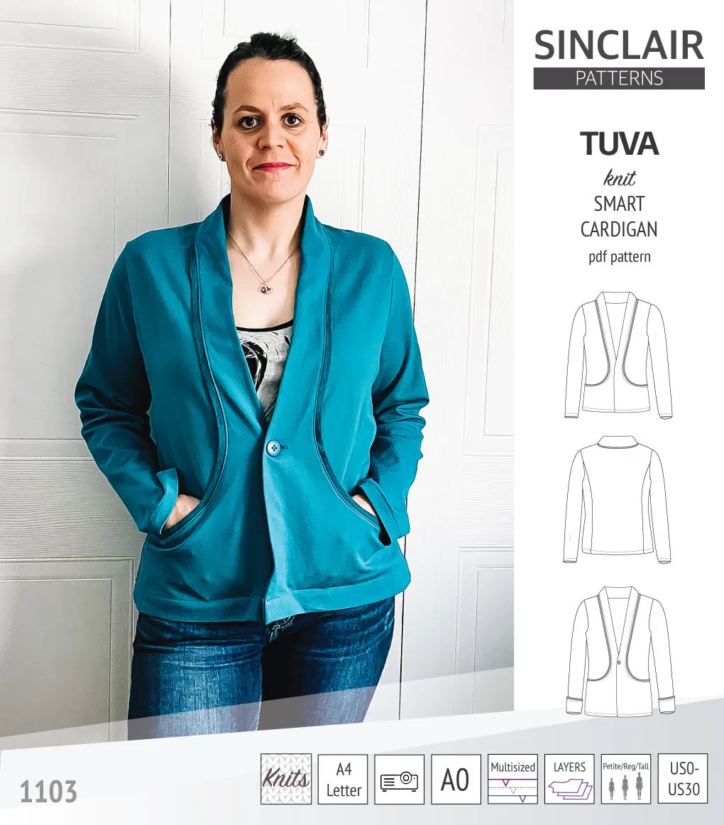 Tuva knit smart cardigan with pockets (PDF)