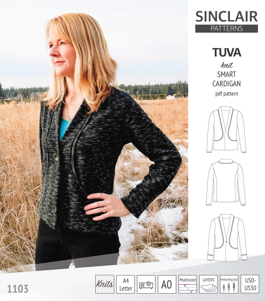 Tuva knit smart cardigan with pockets (PDF)