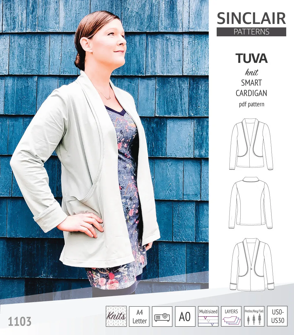 Tuva knit smart cardigan with pockets (PDF)