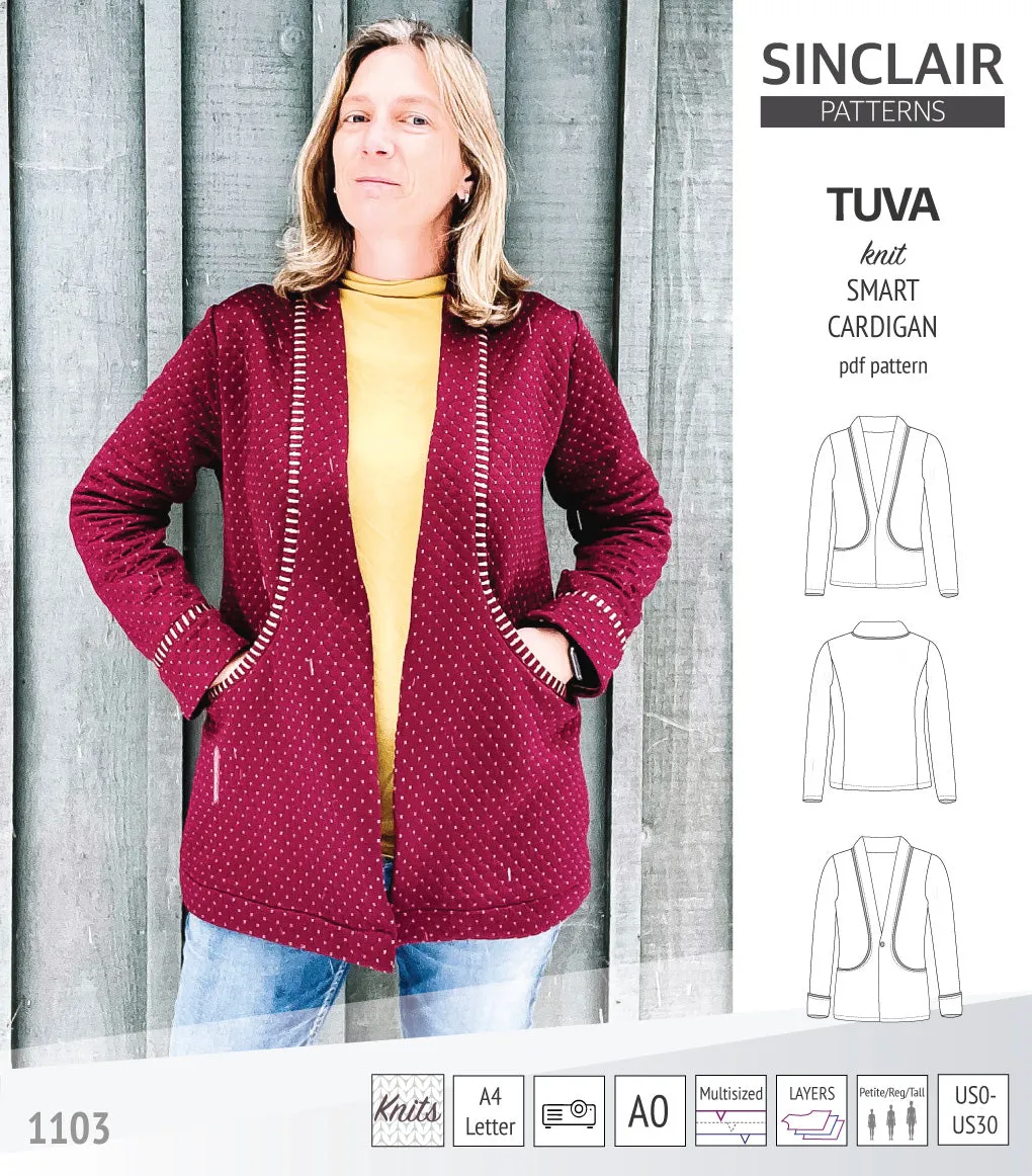 Tuva knit smart cardigan with pockets (PDF)