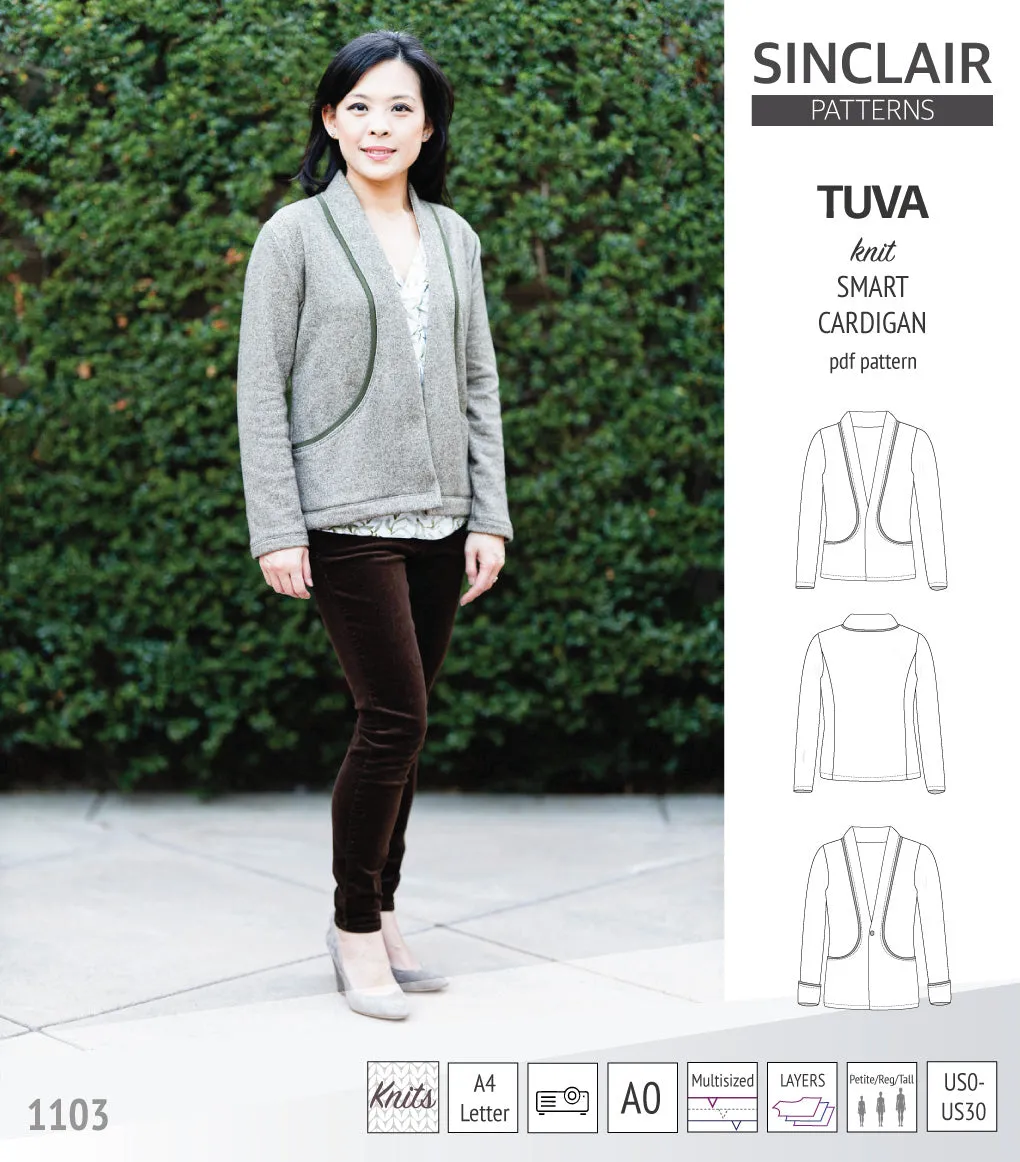 Tuva knit smart cardigan with pockets (PDF)