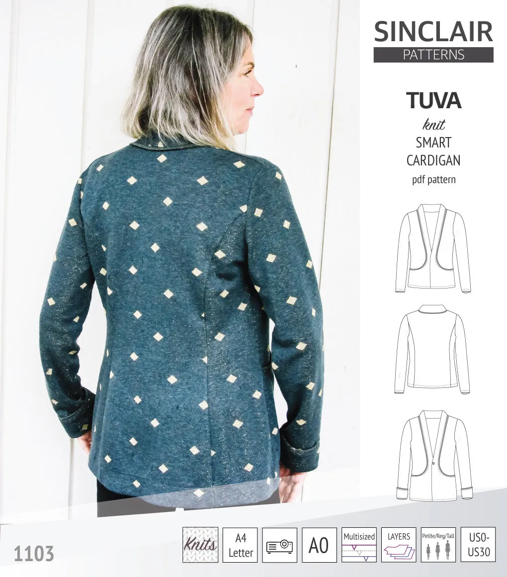 Tuva knit smart cardigan with pockets (PDF)